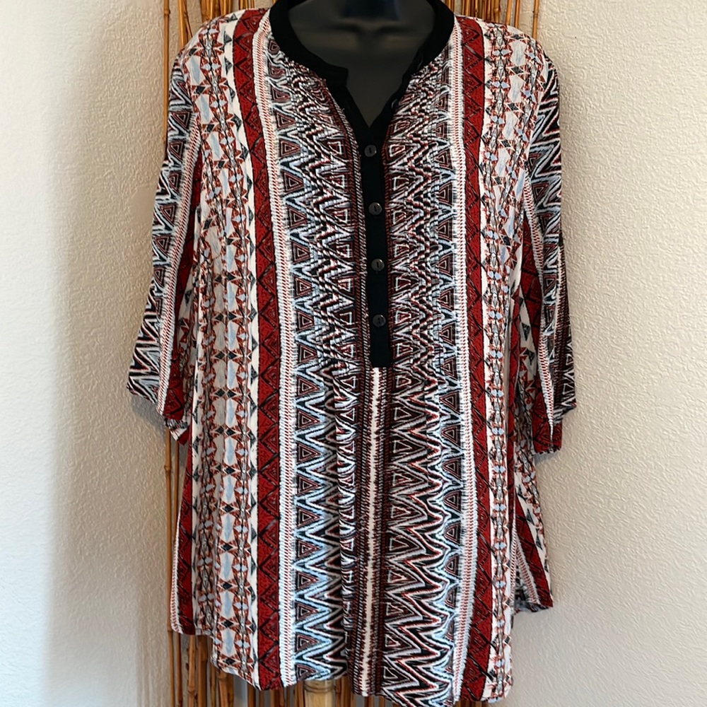 Red & Blue 2X Lightweight Blouse